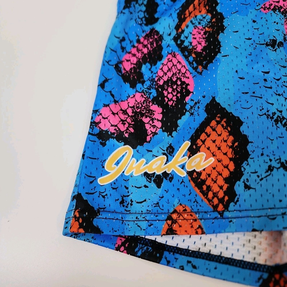 Inaka Power Snake Print Mesh Athletic Shorts Men's S Blue Orange Pink - Picture 9 of 10